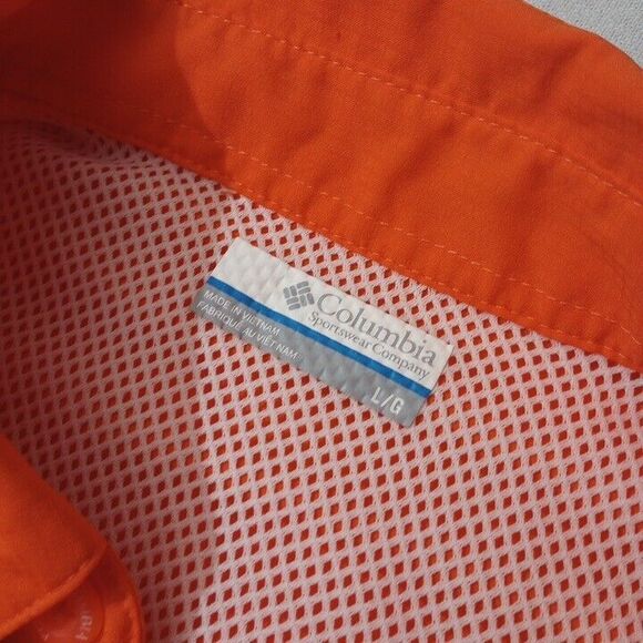 Columbia Men's Large Shirt Orange Auburn‎ Tigers Omni-Shade Button Up - Picture 3 of 10